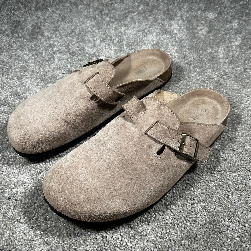 Sonoma Goods For Life Waterford Taupe Suede Clogs Mules Womens 10 Cork Midsole